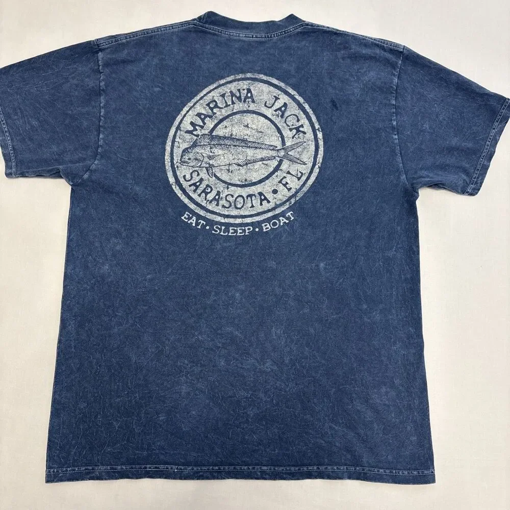 Yesterdays Sportswear T Shirt Blue distressed wash Mens Medium Short Sleeve Crew